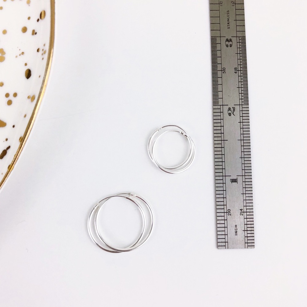 Sterling Silver Minimalist Endless Hoop Earrings - Picture 3 of 7
